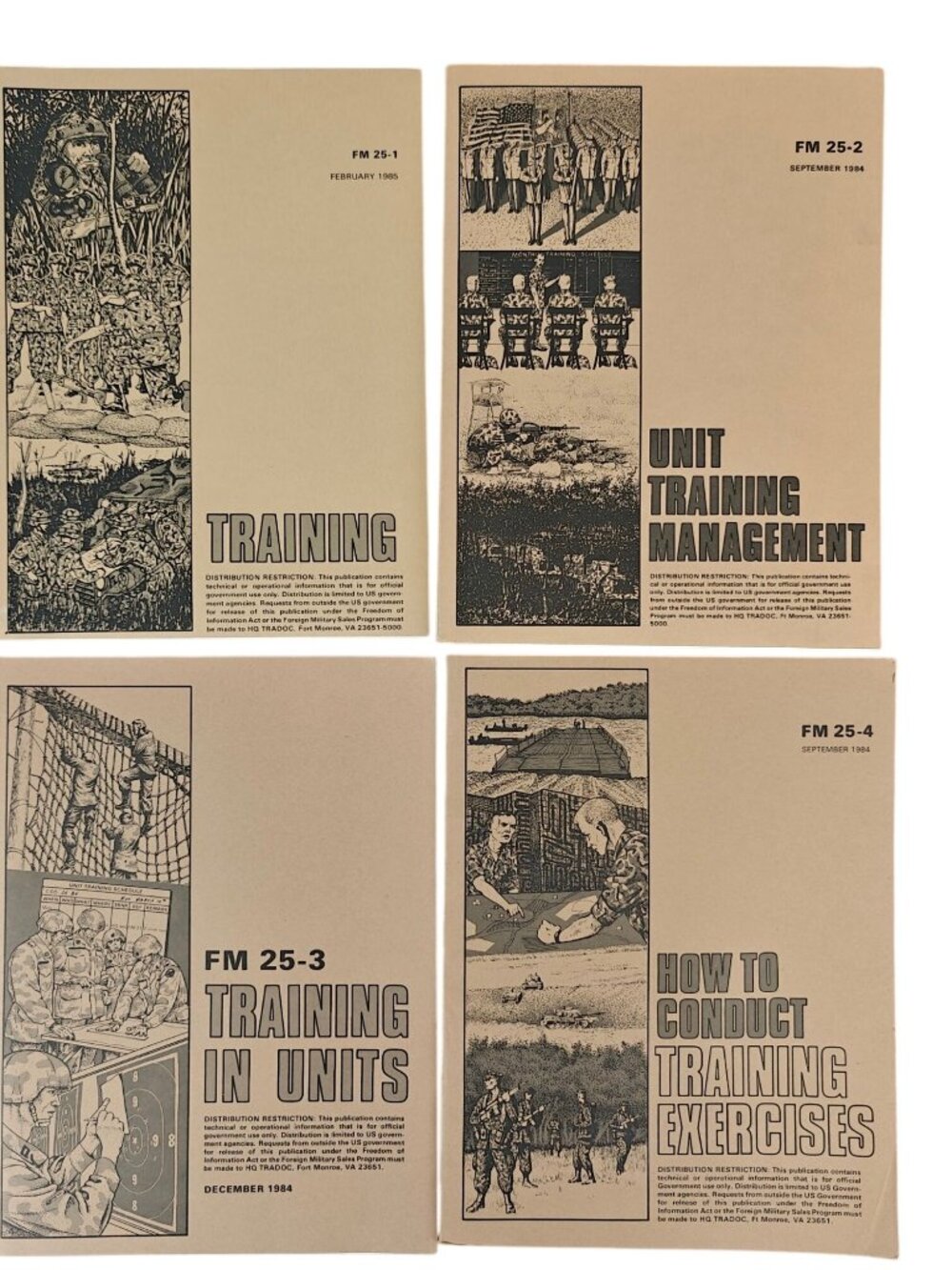 Vintage US Military Field Manuals FM 25 Series Lot Of 4 Training Methods 80s